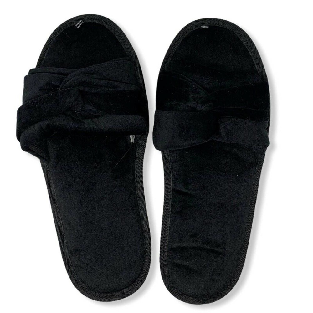 Charter Club Black Velour Slippers XL 11-12 New‎